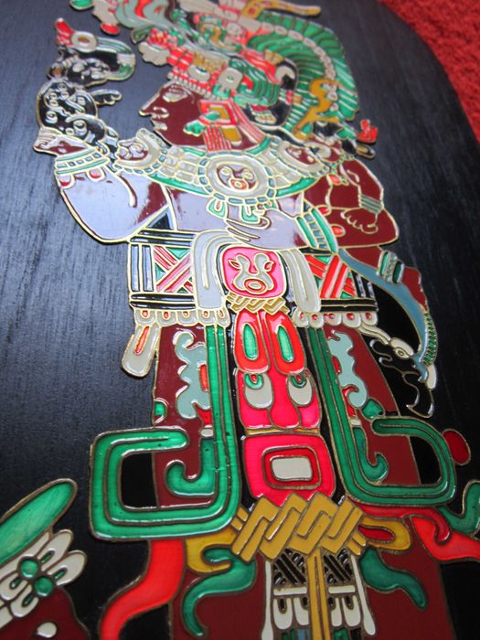 rar cultura Maya tablouri Preoti Mayasi alama email lemn Mexic 1970