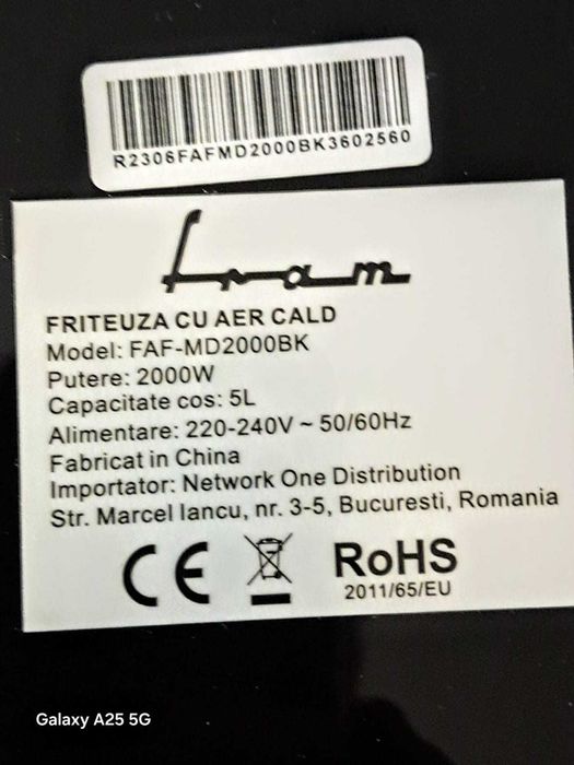 Friteuză  cu aer cald Fram