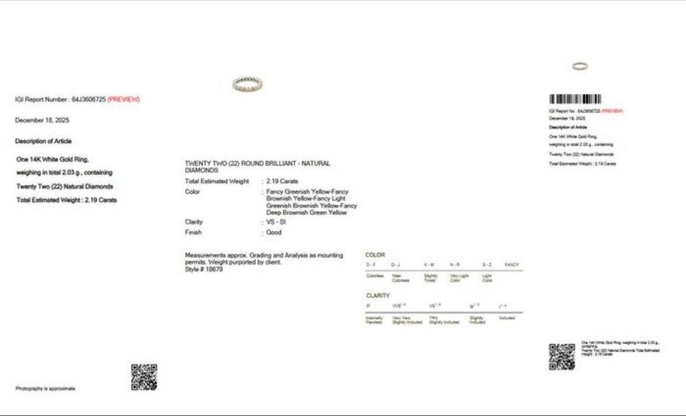Inel tip eternity/tenis cu diamante naturale 2.19 ct - cu certificat