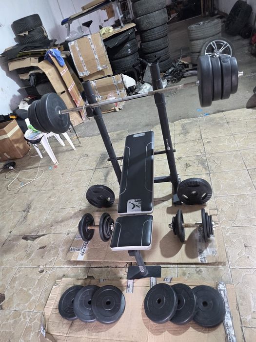 Pachet bancă reglabilă +haltera+gantere