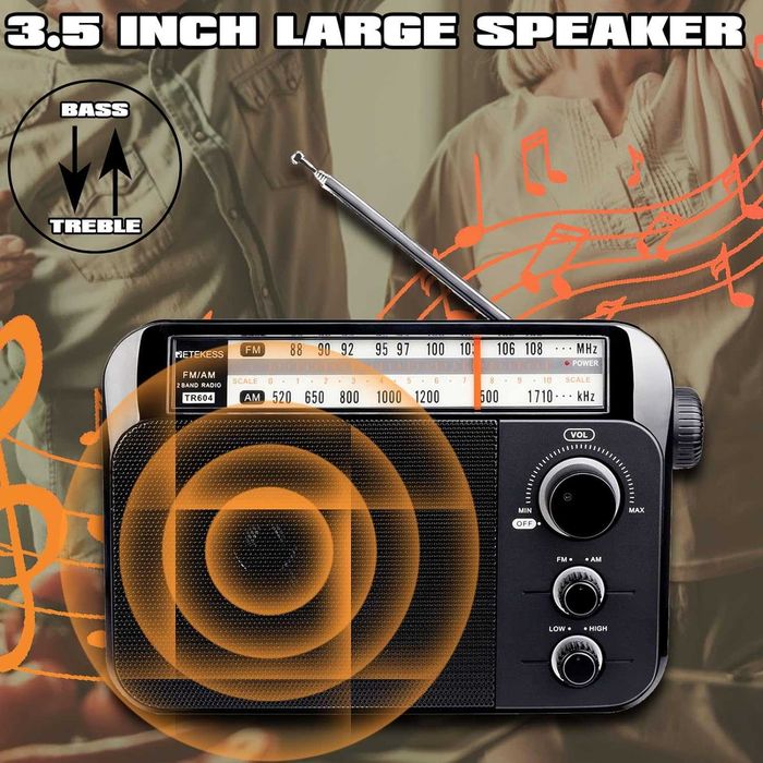 RETEKESS TR604 FM,AM,SW радиоприемник,класически дизайн