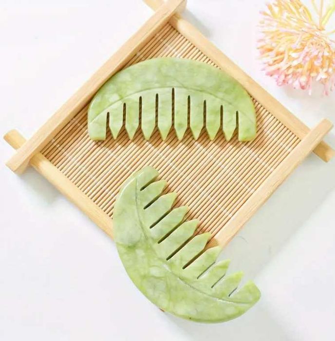 Гребен за коса от естествен нефрит или Камъни за очи