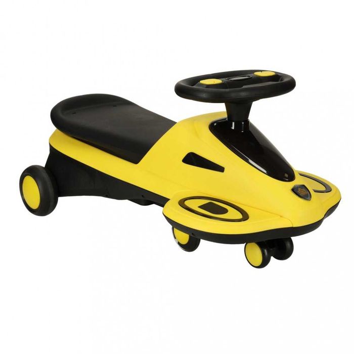 PlasmaCar fara pedale Yellow cu efecte sonore si luminoase LED 74 cm, sarcina maxima admisa 100 kg, pentru copii intre 3-6 ani