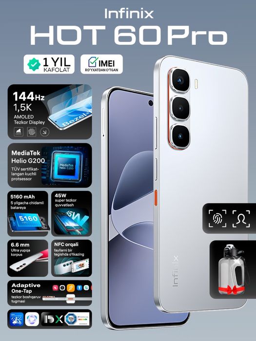 YENGI ! Infinix Hot 60 Pro (8+8/256Gb) | Dostavka !