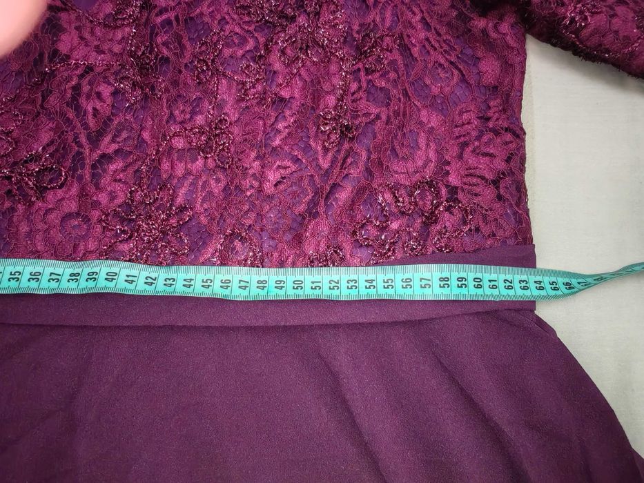Rochie visinie eleganta din voal si dantela marimea 58