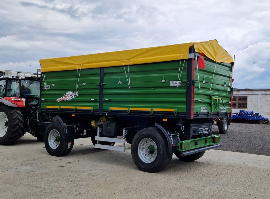 Remorca marca CASELLI dublu ax capacitate 10T, basculare trilaterala,obloane 700x400