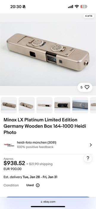 Raritate! Aparat foto spionaj Minox LX . Colectie