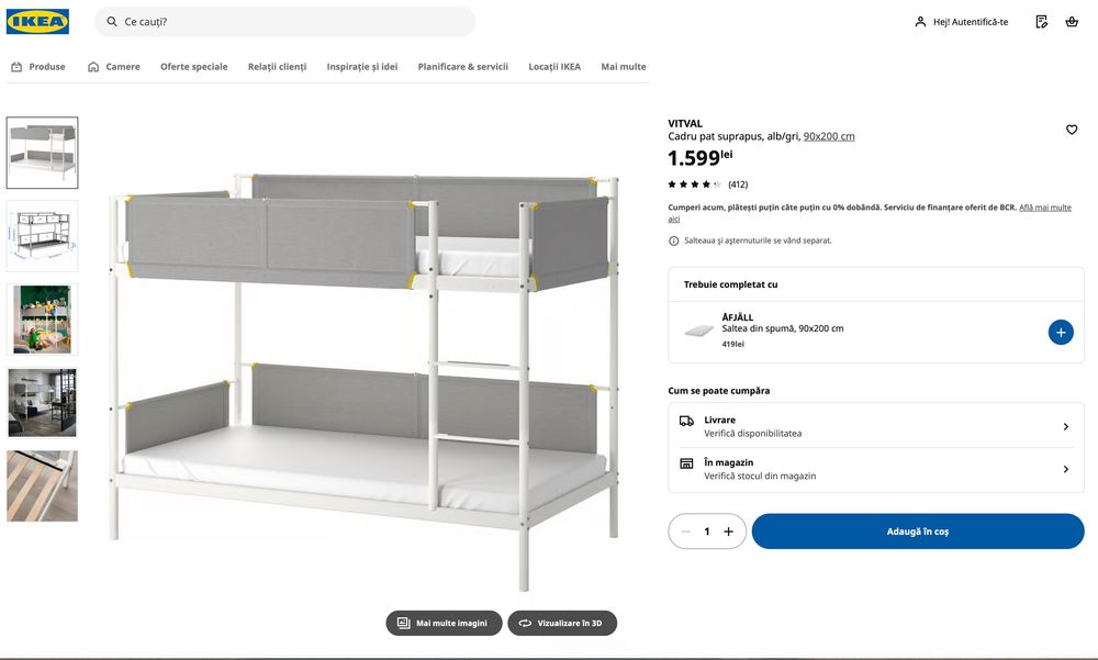 VITVAL бяло двуетажно легло 70411277 | ІКЕА