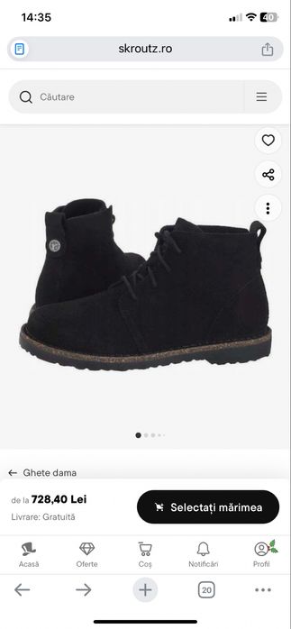 Birkenstock Uppsala Mid Leve Ghete dama Negru