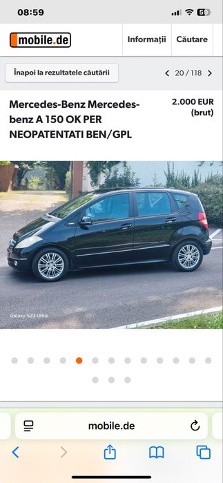 Dezmembrez mercedes A class w169 1.5 benzina 80k km, motor, cutie