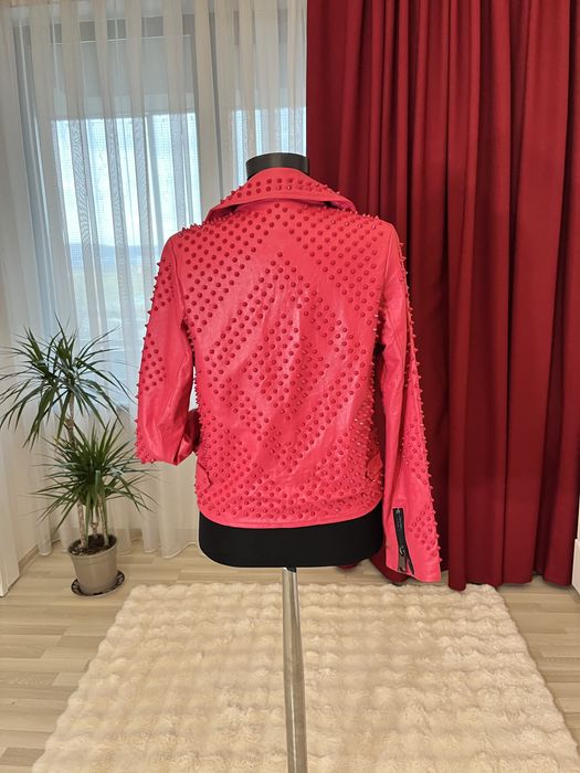 Geaca Biker din piele naturala si tinte marime s/m