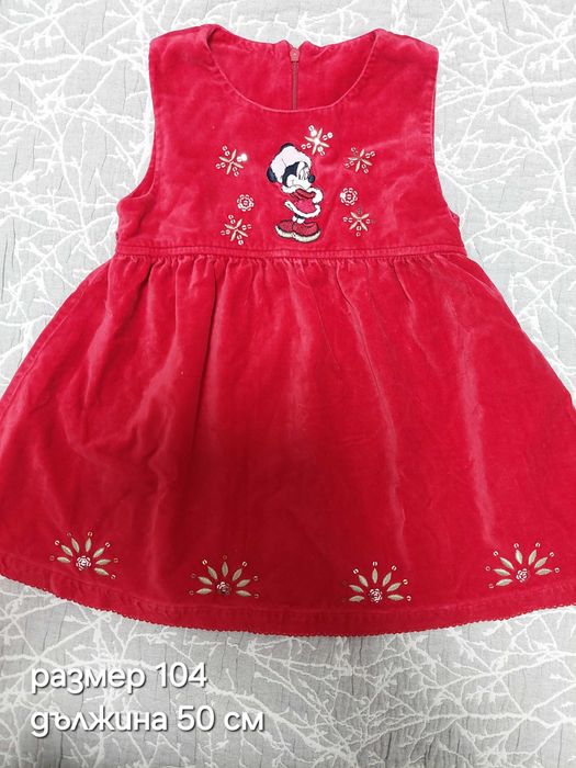 Детска коледна рокля червена каре