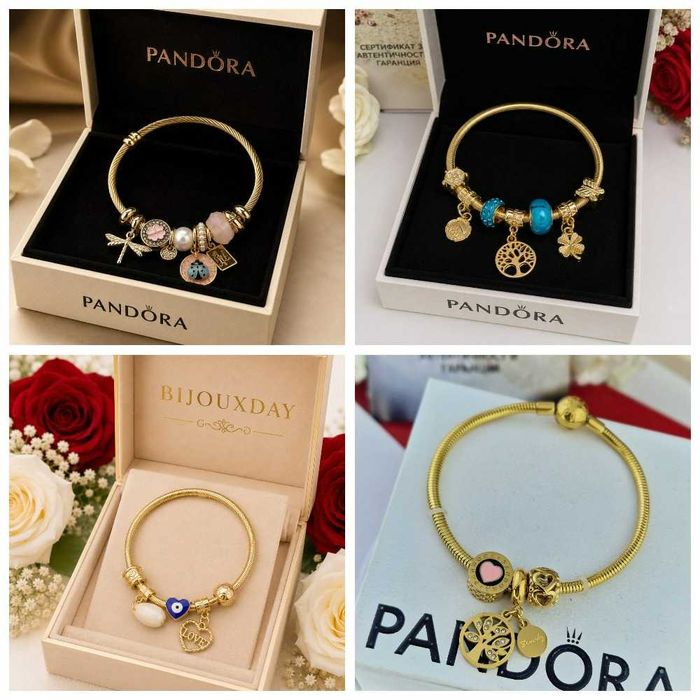 Гривни Pandora Pink Angel Key, Butterfly Gold, Blue Handmade,  Black Moon Gold, Purple Moon