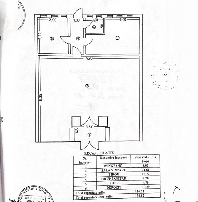 Inchiriez spatiu comercial ultracentral sub coloane 116 mp