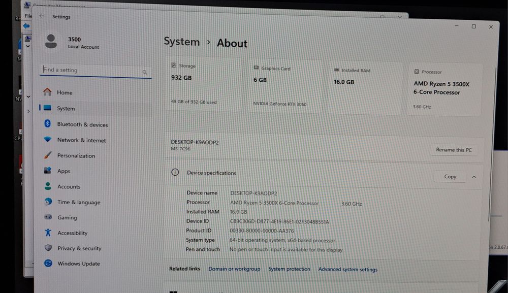 PC Gaming Ryzen 5 3500X 16GB DDR4 SSD 1TB NVMe  GeForce RTX 3050 6GB