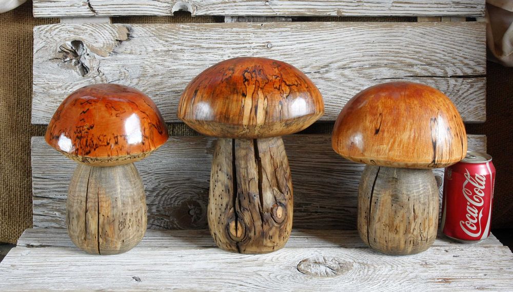 Гъби от дърво , ръчна изработка , дървени гъбки - декорация за дома