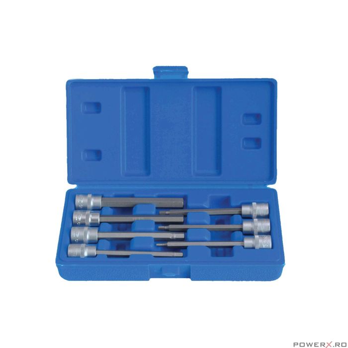 Trusa chei hexagonale 3/8", H3-H10, lungi 110 mm, 7 piese, Satra