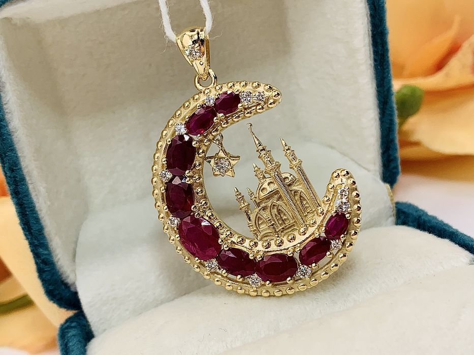 Дизайнерский золотой кулон – Мусульманский полумесяц