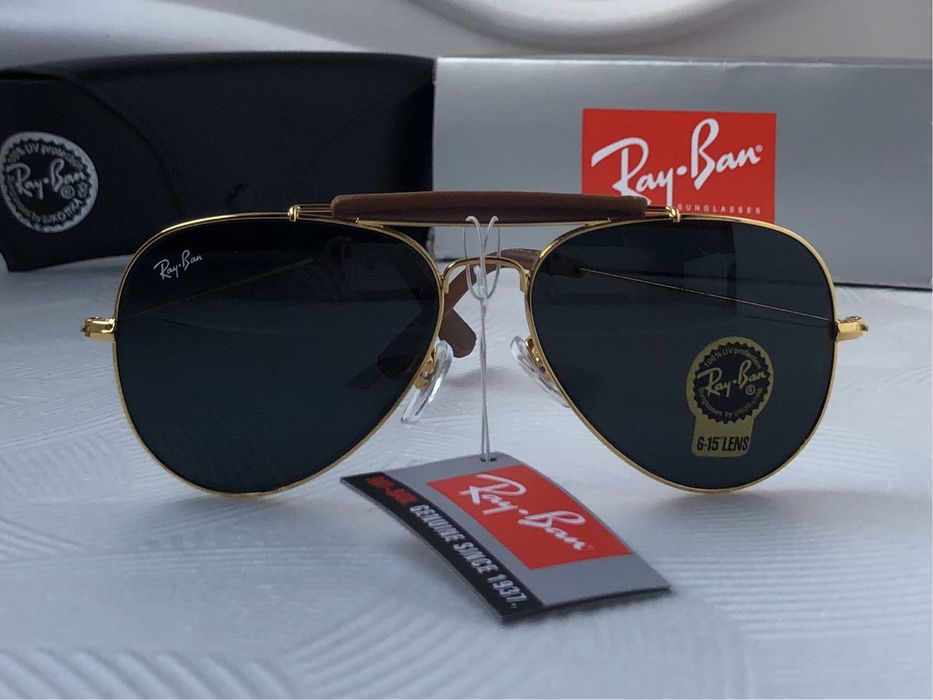 Мъжки слънчеви очила авиатор с кожа минерално стъкло 6 цвята