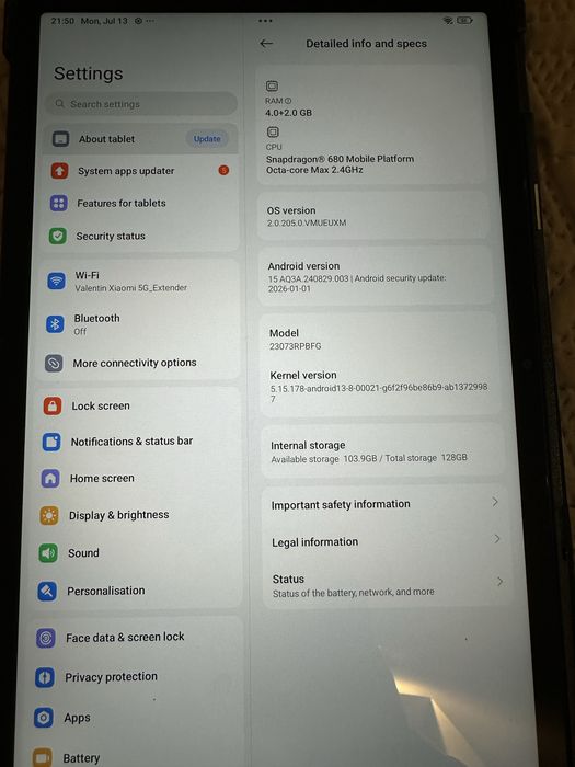 Xiaomi Redmi Pad SE – 4GB Ram + 128GB памет – Отлично състояние – HyperOS + Android 15