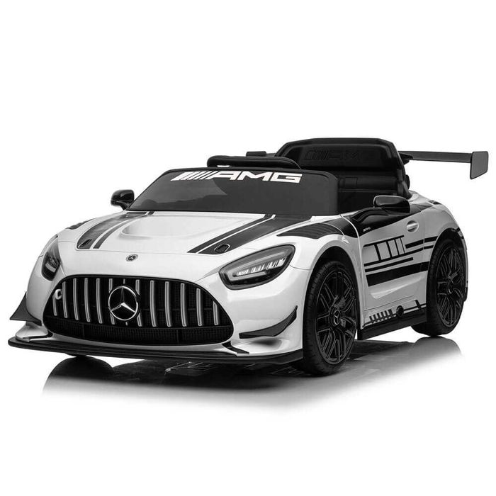 Masinuta electrica Mercedes GT3, Alba,CADOU: NR AUTO PERSONALIZAT!