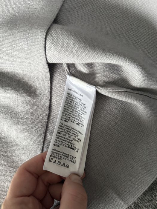 Calvin Klein Milano stitch quarter zip pulovar vascoza gri marimea S