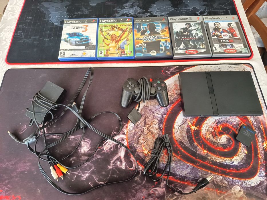 Consola PS2 Slim SCPH-75004 completa stare foarte buna + 5 Jocuri