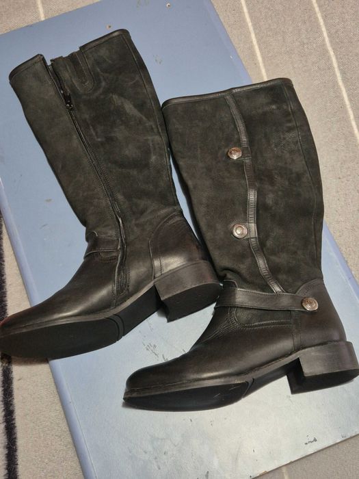 Cizme inalte piele naturala, imblanite, dama, 39, practic noi