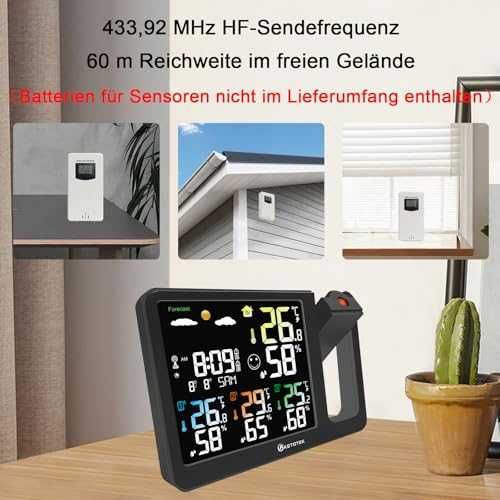 KETOTEK метео станция с проектор, DCF, 3 сензора