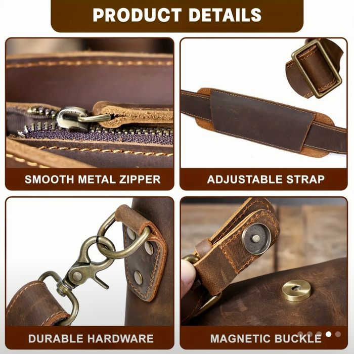 Младежка оригинална винтидж чанта WIECZNE/Луксозна кафява Crazy Horse!