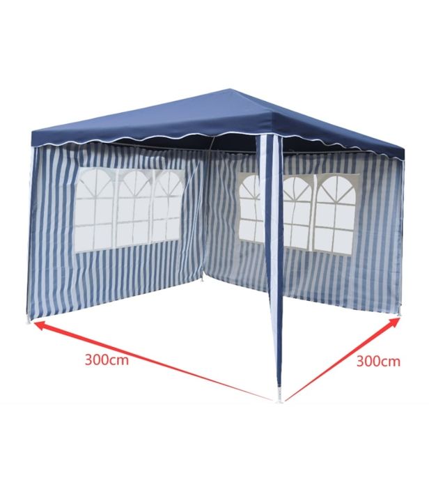 Set de 2 pereți laterali pentru pavilion grădină, albastru cu fereastr