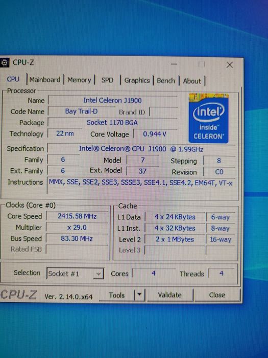 Kit Mini ITX MB Asrock Q1900B-ITX,2,00GHZ,8Gb DDR3.