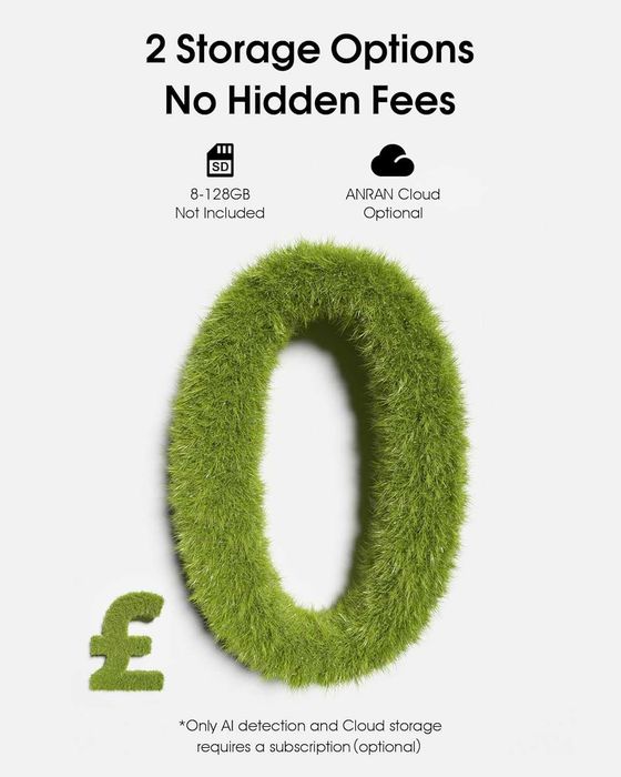 ANRAN 2K безжична соларна охранителна камера с прожектор, PIR детектор