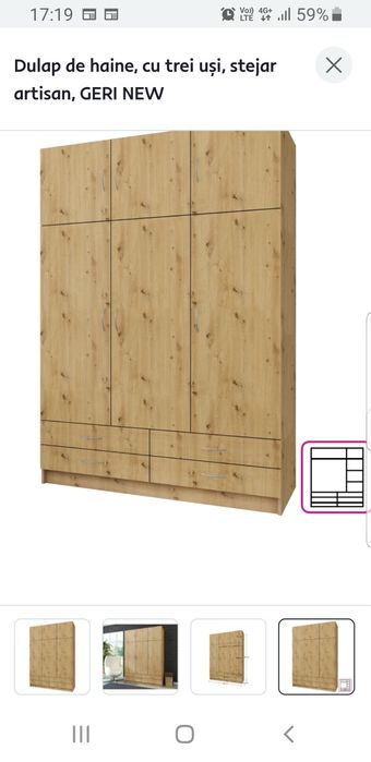 Șifonier nuc trei uși mari trei uși mici