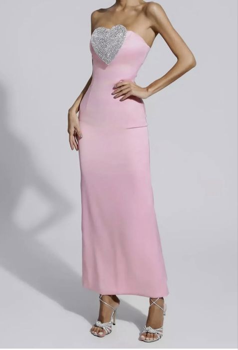 Официална/Елегантна Розова Рокля