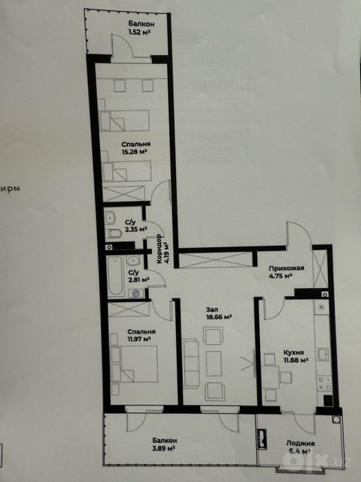 Продаётся квартира 3 ком. Golden House Jomiy