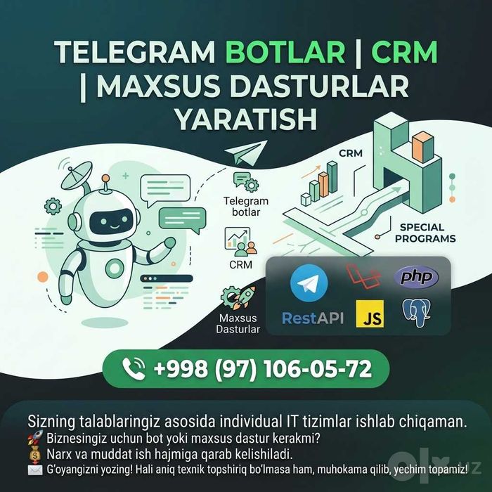 Telegram bot | CRM | Maxsus dasturlar yaratish