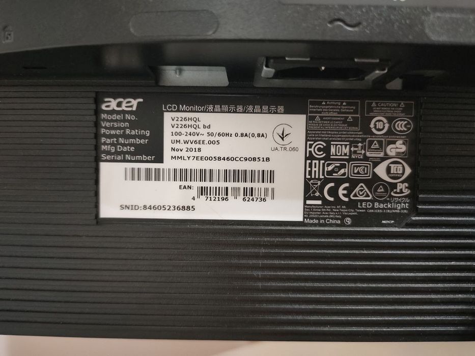 Монитор Acer V226HQL 2018 г. Тайвань б/у