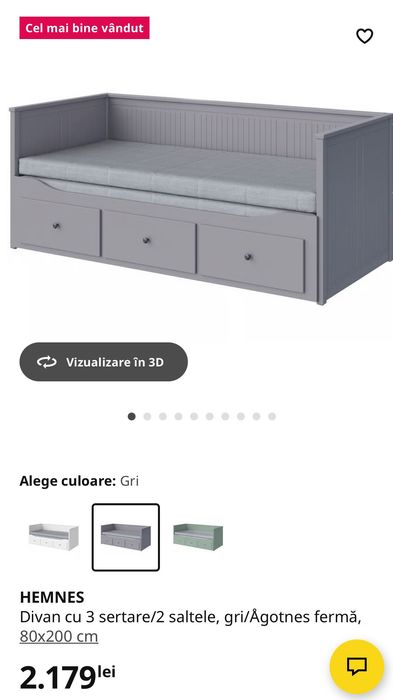 Hemnes divan gri Ikea