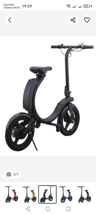 Bicicleta pliabila electrica iVELO E1 Black & Black 14 inch