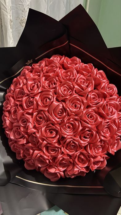 Цветы атласных лента букет 51 шт