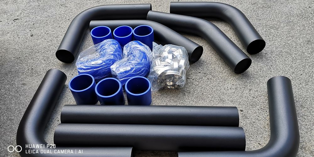 Комплект алуминиеви турбо пътища силиконови снадки и скоби на 57/63мм