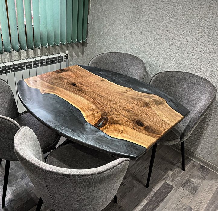 Уникални трапезни маси от орех и епоксидна смола