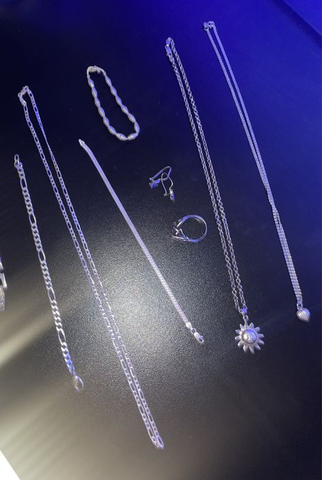 Сребърна гривна пръстен колие обеци