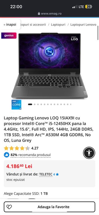 Laptop Gaming Lenovo LOQ 15IAX9I