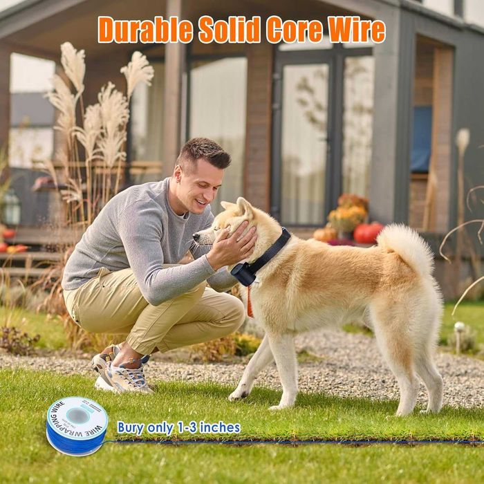 Gard electric invizibil pentru caini fir de 300m si zgarda reglabila