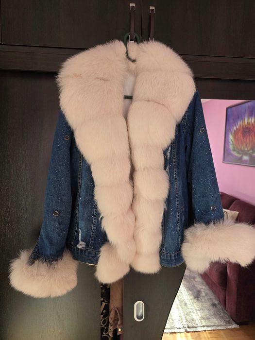 Geaca denim blana naturala