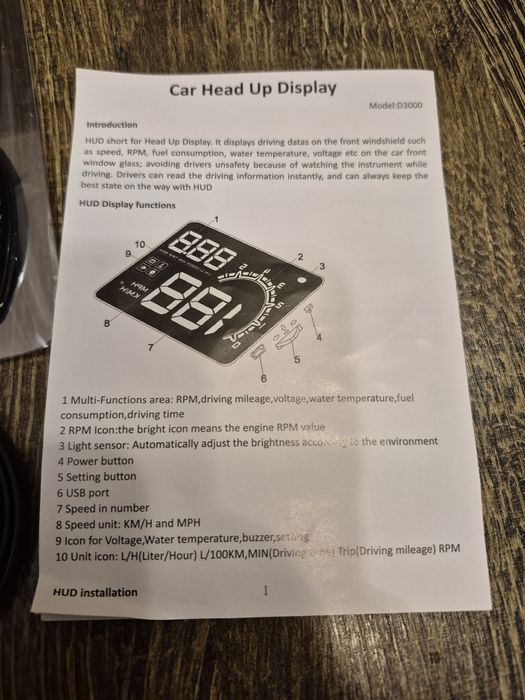 Хедъп дисплей HUD Head Up Display OBDII