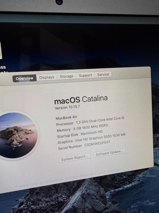 Apple Macbook air 13” A1466 EMC 2632