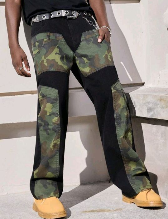 Нови военни дънки baggy панталони камуфлаж  Loose Fit Jeans карго Хл Л